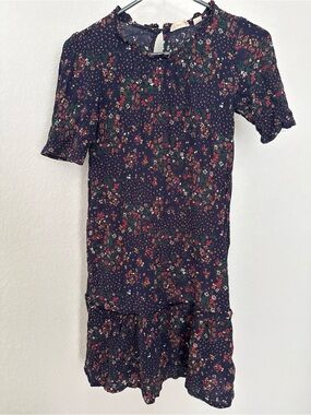 Fat Face Navy Floral Short-Sleeve Mini Dress